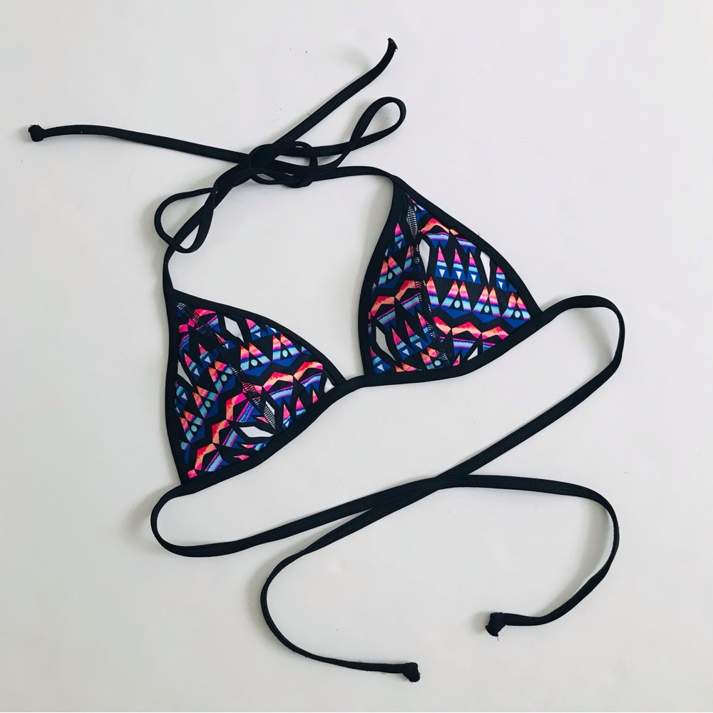 PINK Victoria’s Secret Aztec Neon Triangle Wrap Bikini Top Size Small